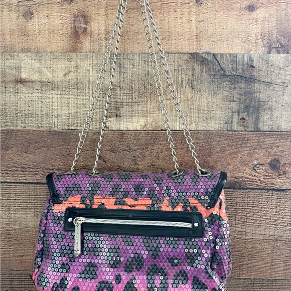 Betsey Johnson Ombré Sequined Leopard Print Chain Shoulder/Crossbody Bag - Picture 3 of 11